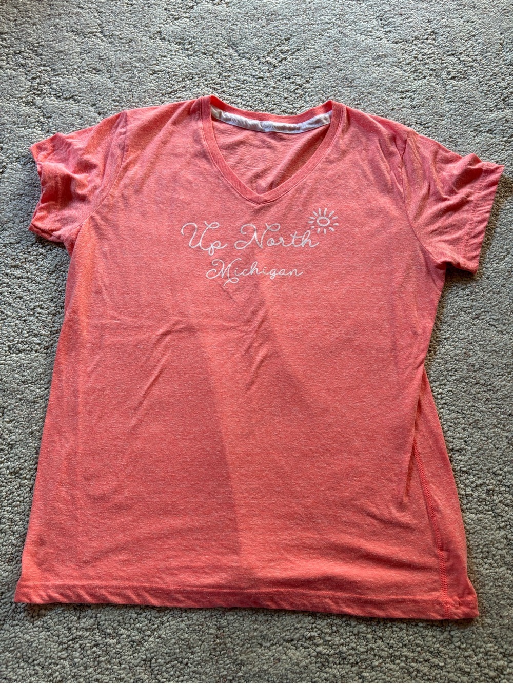 Up North Michigan Coral V-Neck Tee